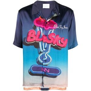 BLUE SKY INN Neon Sign Graphic Short Sleeve Shirt Men BLUE Shirts